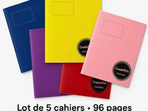 Lot de 5 cahiers de couleur A4 96 pages